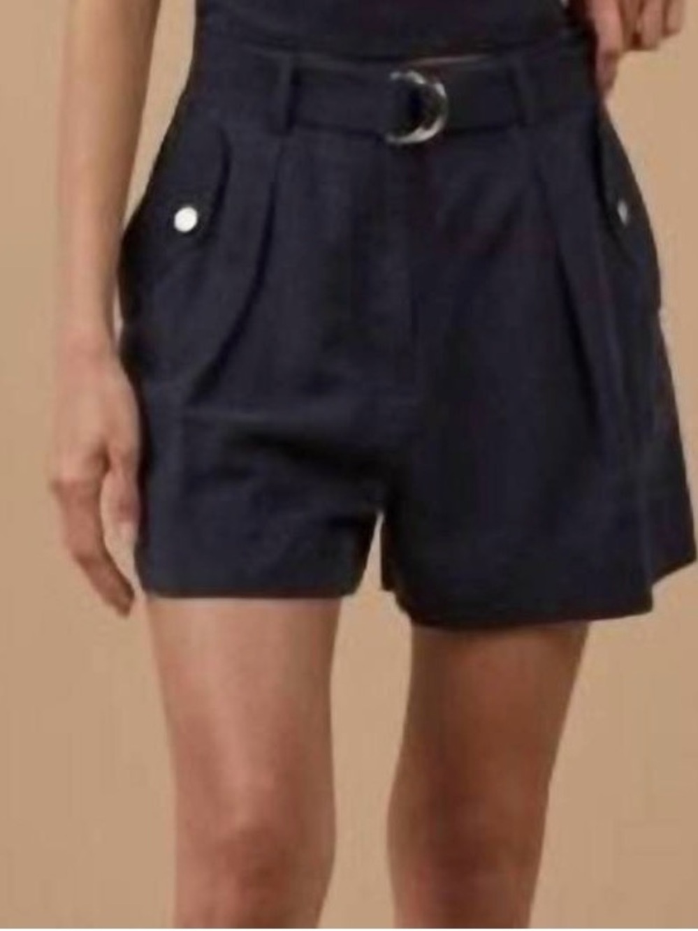 SOPHIE RUE Robyn Belted Tencel Linen Blend Shorts Size Medium Blue‎